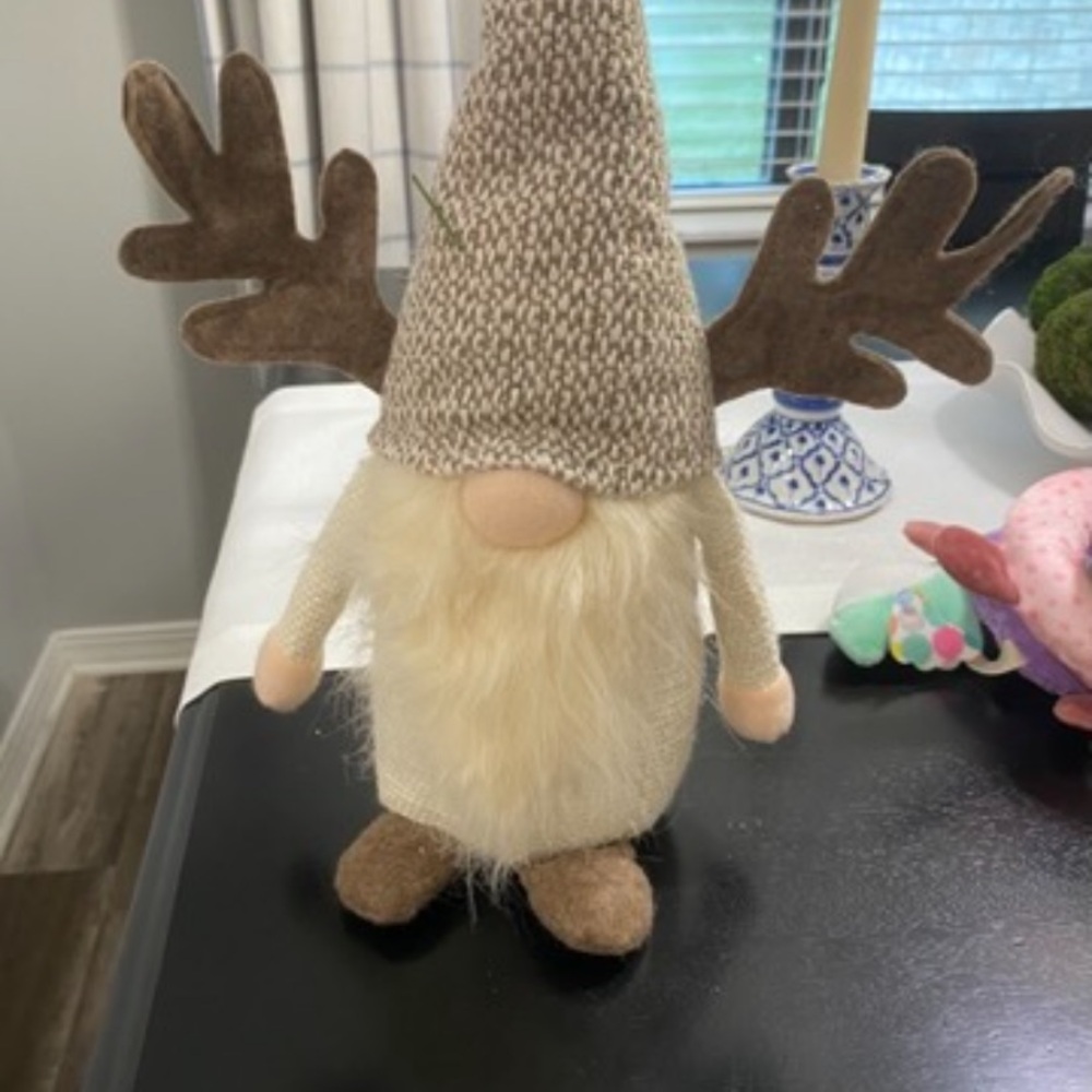 GANZ Cream and Brown Holiday Gnome with Antlers